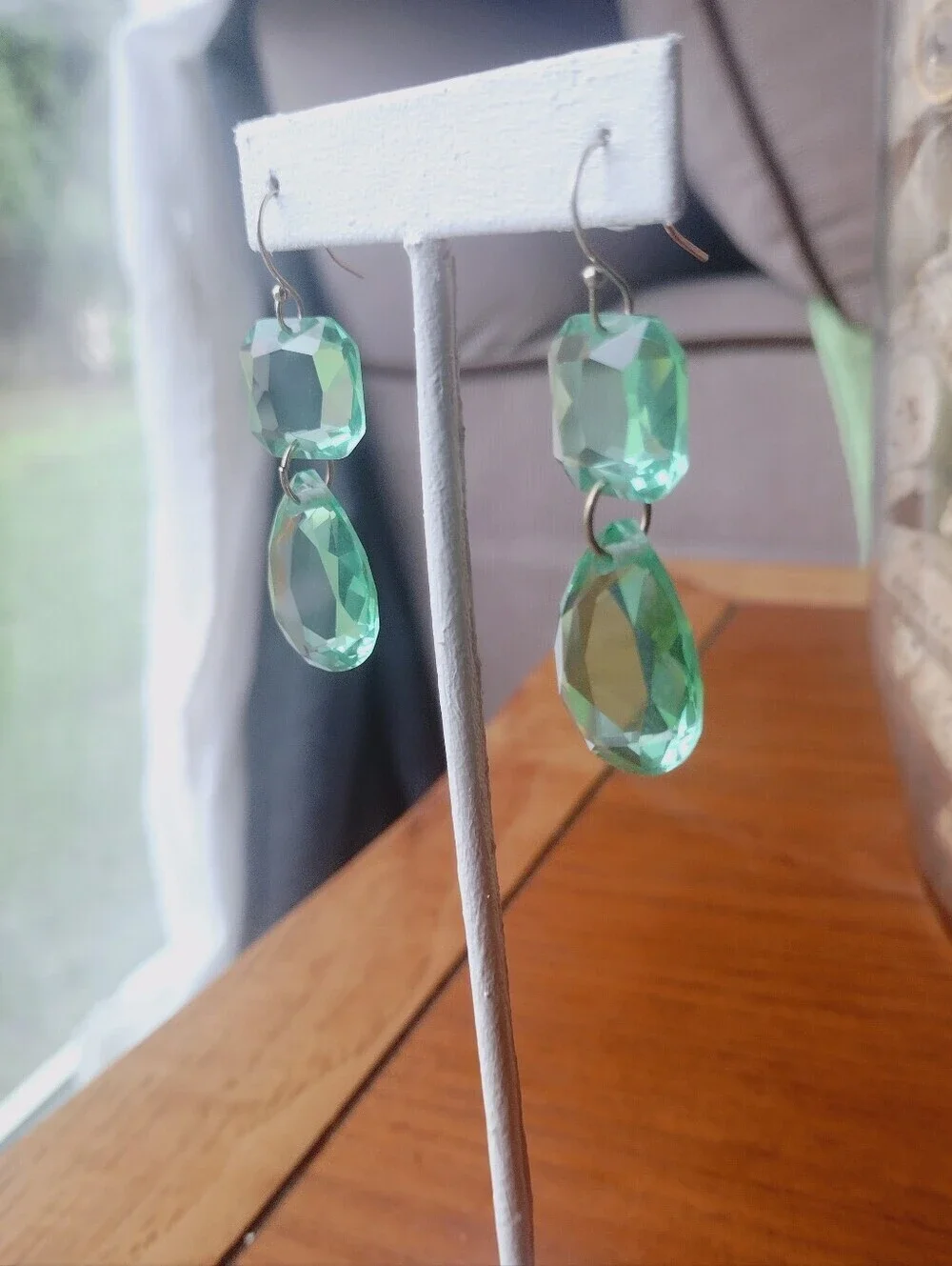 Elegant Green Crystal Drop Earrings Sparkling Statement Dangle Jewelry Glam